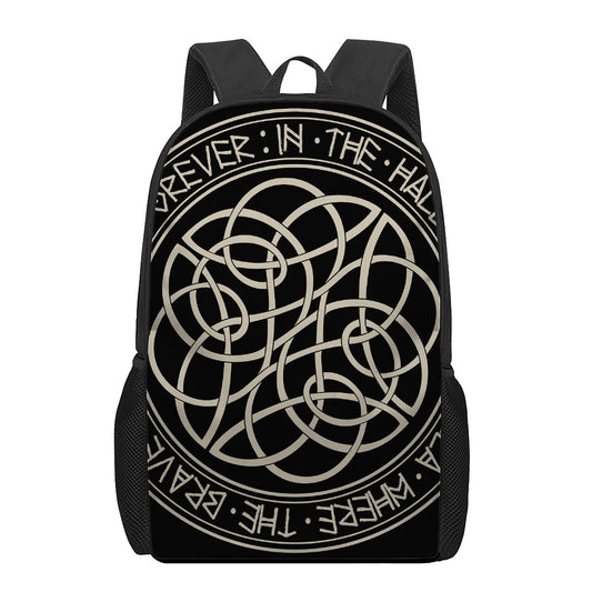 Scandinavian Viking Symbol Print 17 Inch Backpack