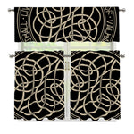 Scandinavian Viking Symbol Print 3 Piece Kitchen Curtains