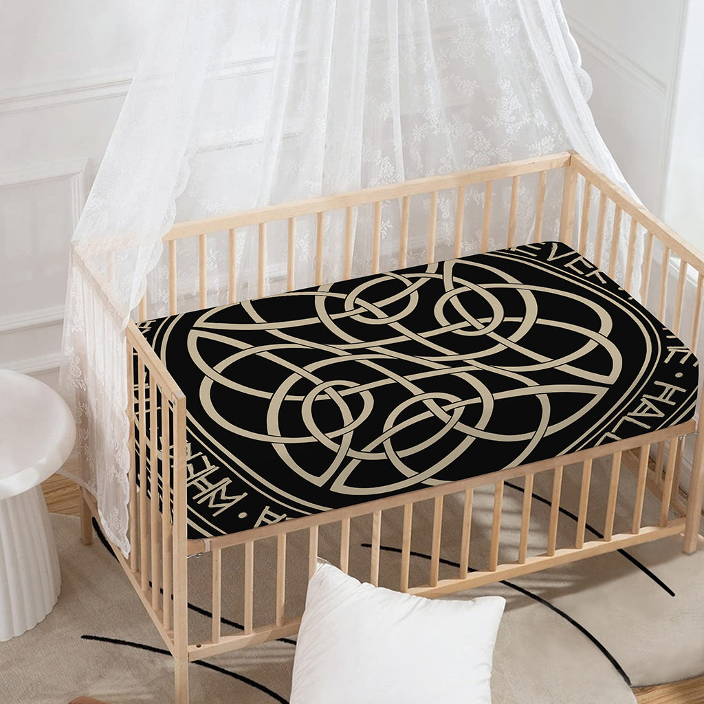 Scandinavian Viking Symbol Print Baby Crib Sheet