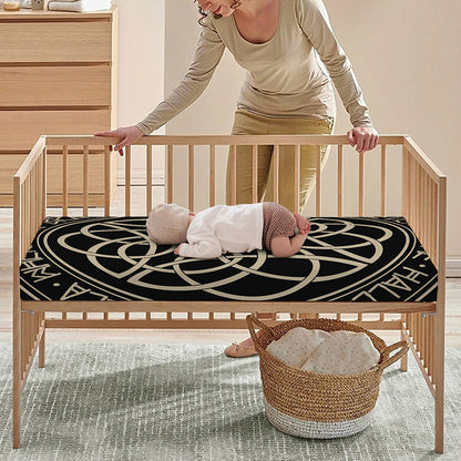 Scandinavian Viking Symbol Print Baby Crib Sheet
