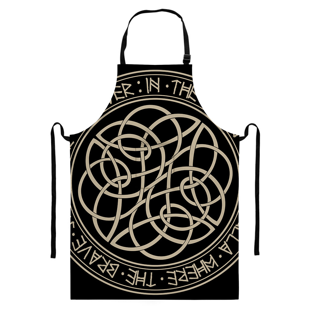 Scandinavian Viking Symbol Print Bib Apron With Pocket