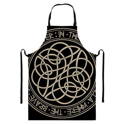 Scandinavian Viking Symbol Print Bib Apron With Pocket