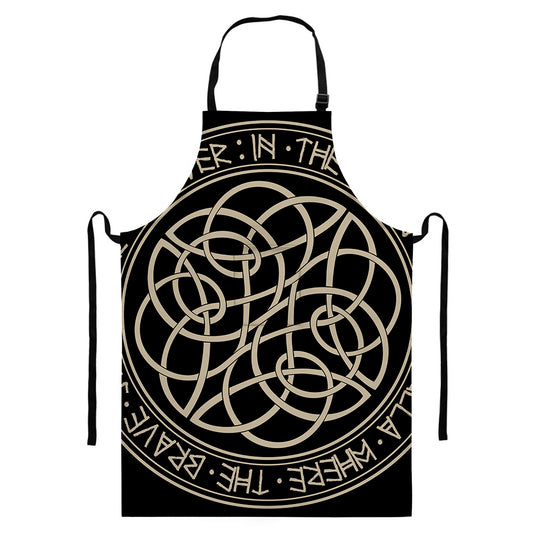 Scandinavian Viking Symbol Print Bib Apron With Pocket