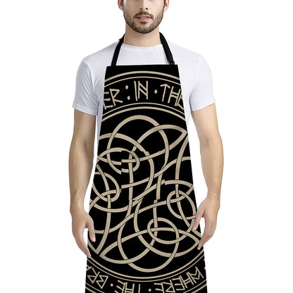 Scandinavian Viking Symbol Print Bib Apron With Pocket