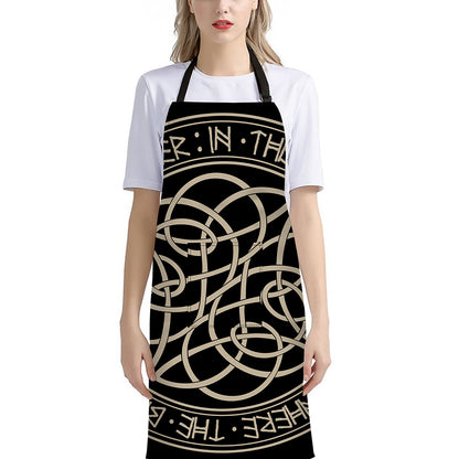 Scandinavian Viking Symbol Print Bib Apron With Pocket