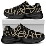 Scandinavian Viking Symbol Print Black Chunky Shoes