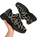 Scandinavian Viking Symbol Print Black Chunky Shoes