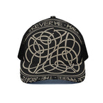 Scandinavian Viking Symbol Print Black Mesh Trucker Cap