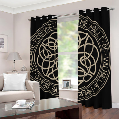 Scandinavian Viking Symbol Print Blackout Grommet Curtains