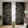 Scandinavian Viking Symbol Print Dimout Pencil Pleat Curtains