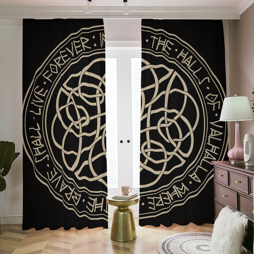 Scandinavian Viking Symbol Print Blackout Pencil Pleat Curtains