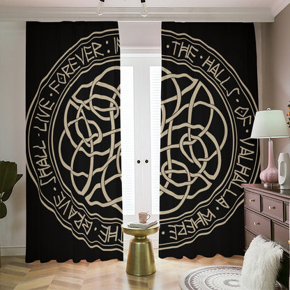 Scandinavian Viking Symbol Print Blackout Pencil Pleat Curtains