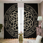 Scandinavian Viking Symbol Print Blackout Pencil Pleat Curtains
