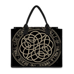 Scandinavian Viking Symbol Print Canvas Tote Bag