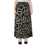 Scandinavian Viking Symbol Print Chiffon Maxi Skirt