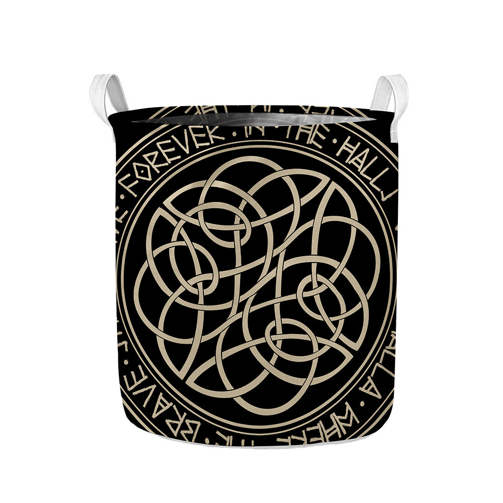 Scandinavian Viking Symbol Print Collapsible Laundry Basket