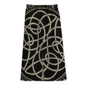 Scandinavian Viking Symbol Print Cotton Front Slit Maxi Skirt