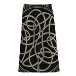 Scandinavian Viking Symbol Print Cotton Front Slit Maxi Skirt