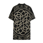 Scandinavian Viking Symbol Print Cotton Hawaiian Shirt