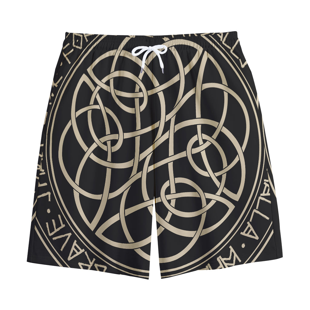 Scandinavian Viking Symbol Print Cotton Shorts