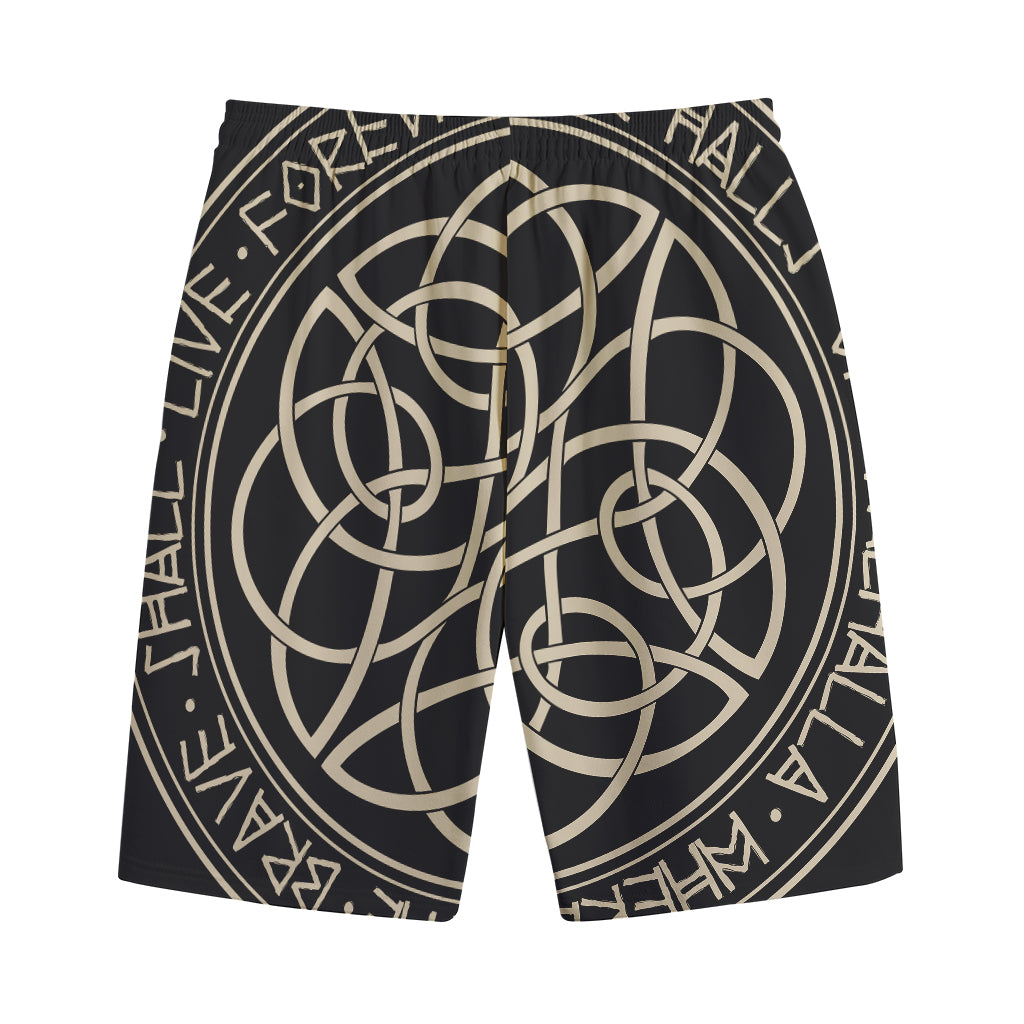 Scandinavian Viking Symbol Print Cotton Shorts