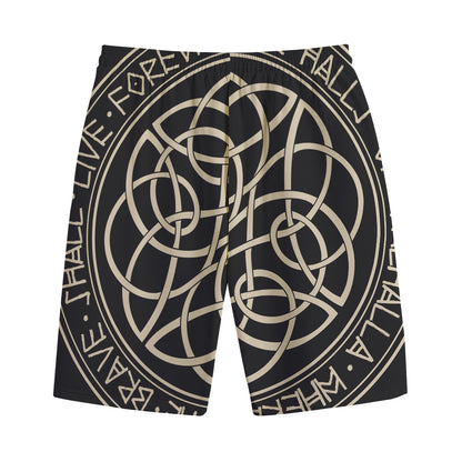 Scandinavian Viking Symbol Print Cotton Shorts