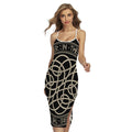 Scandinavian Viking Symbol Print Cross Back Cami Dress