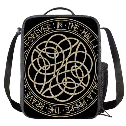 Scandinavian Viking Symbol Print Crossbody Lunch Bag