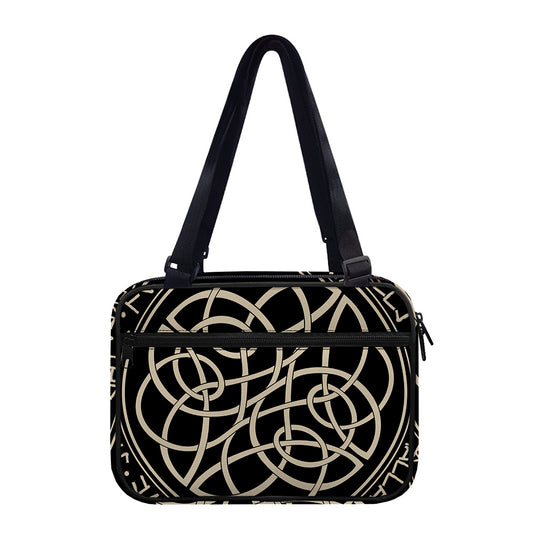 Scandinavian Viking Symbol Print Double Strap Bible Bag