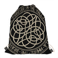 Scandinavian Viking Symbol Print Drawstring Bag
