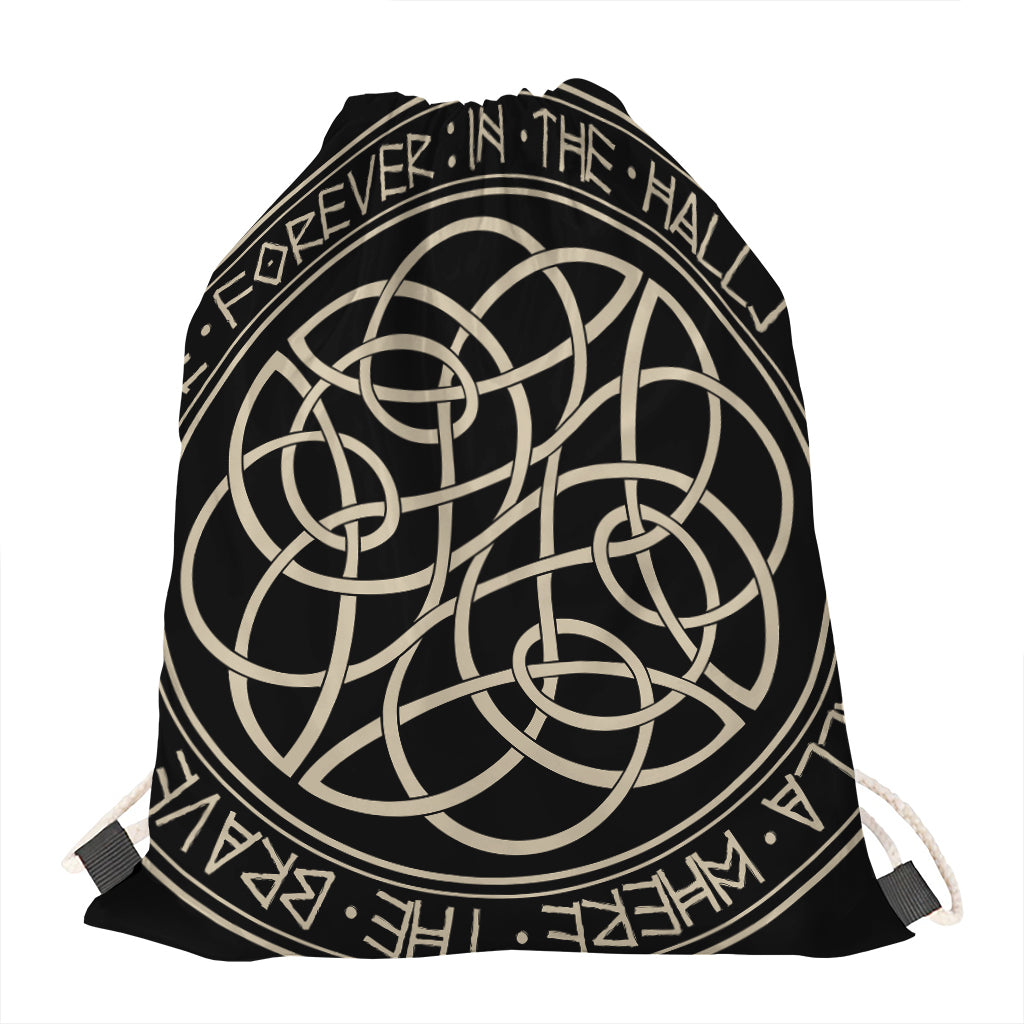 Scandinavian Viking Symbol Print Drawstring Bag