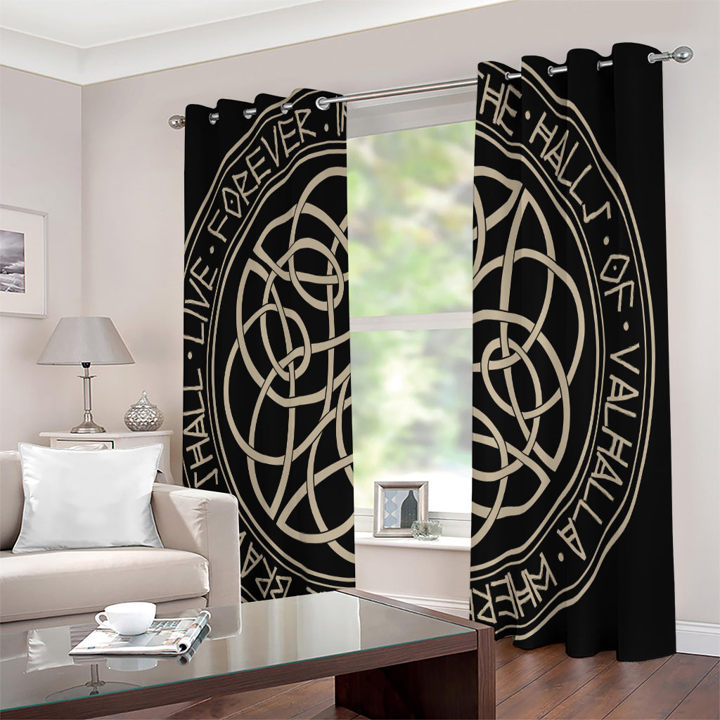 Scandinavian Viking Symbol Print Extra Wide Grommet Curtains