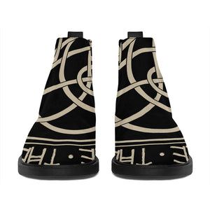 Scandinavian Viking Symbol Print Flat Ankle Boots