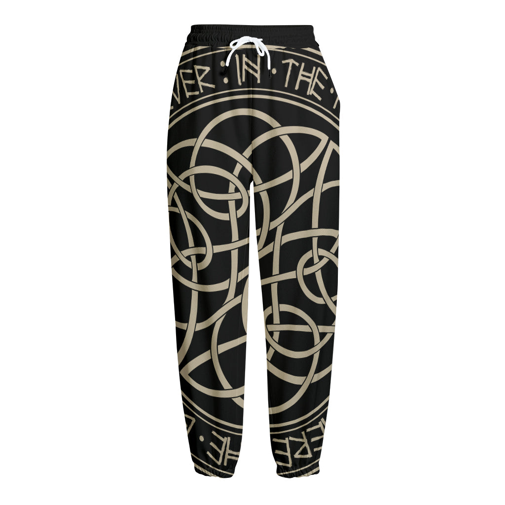 Scandinavian Viking Symbol Print Fleece Lined Knit Pants
