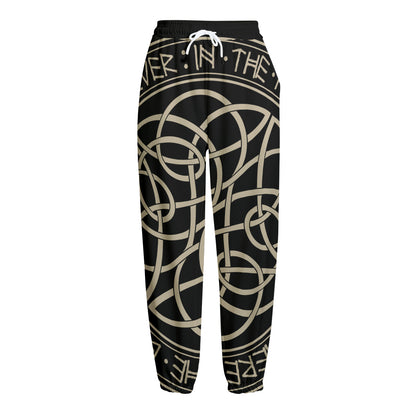 Scandinavian Viking Symbol Print Fleece Lined Knit Pants