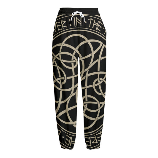 Scandinavian Viking Symbol Print Fleece Lined Knit Pants