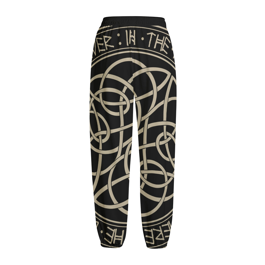 Scandinavian Viking Symbol Print Fleece Lined Knit Pants