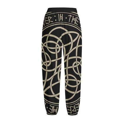 Scandinavian Viking Symbol Print Fleece Lined Knit Pants