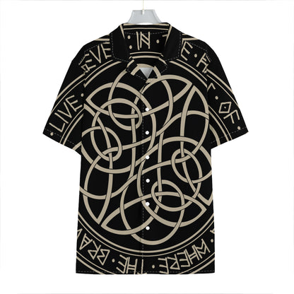 Scandinavian Viking Symbol Print Hawaiian Shirt