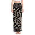 Scandinavian Viking Symbol Print High Slit Maxi Skirt