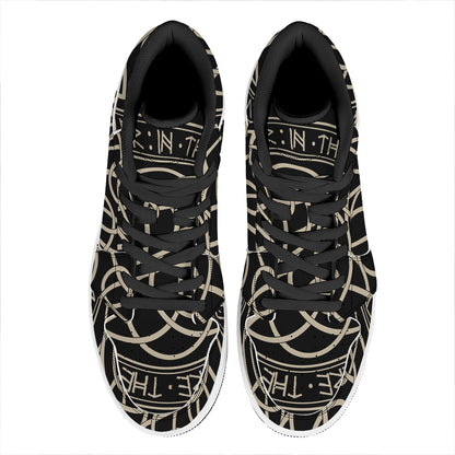 Scandinavian Viking Symbol Print High Top Leather Sneakers