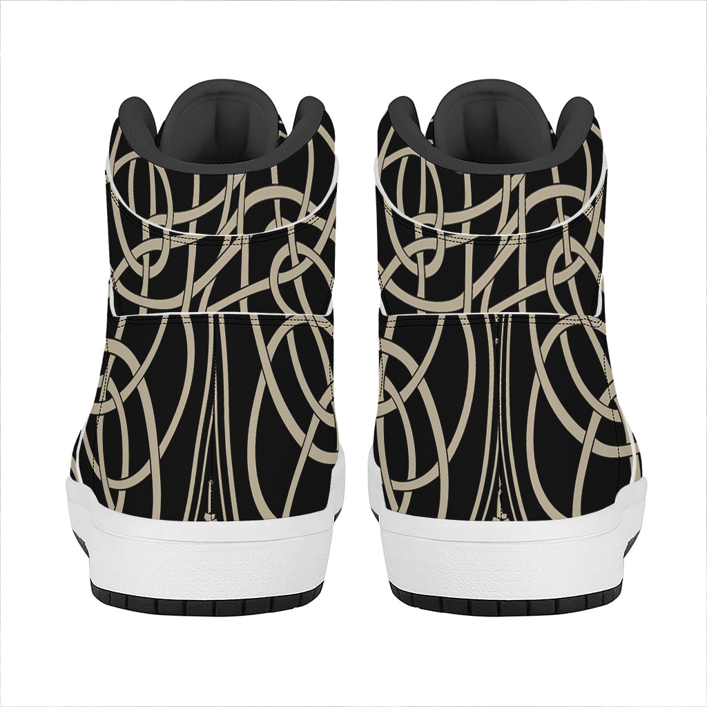 Scandinavian Viking Symbol Print High Top Leather Sneakers