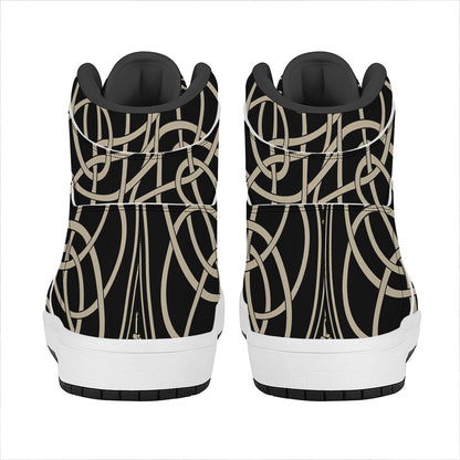 Scandinavian Viking Symbol Print High Top Leather Sneakers