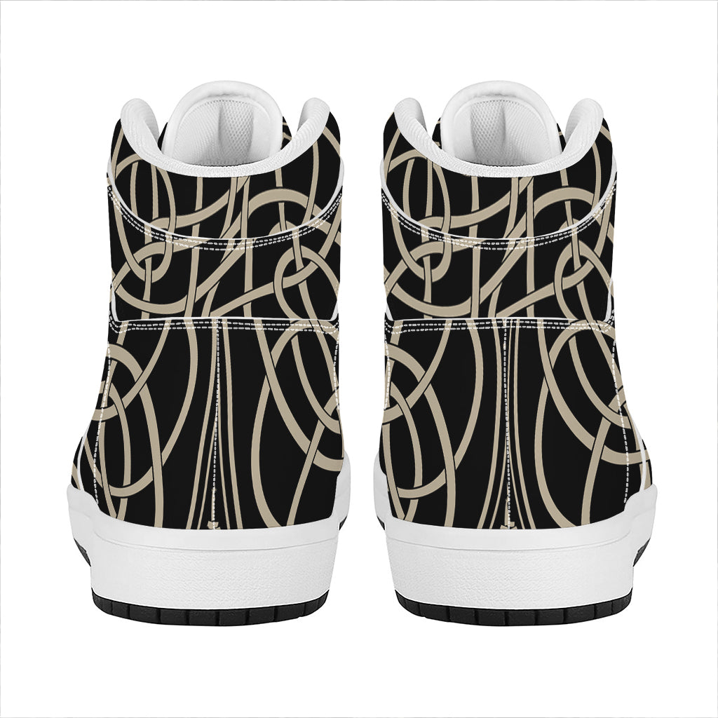 Scandinavian Viking Symbol Print High Top Leather Sneakers