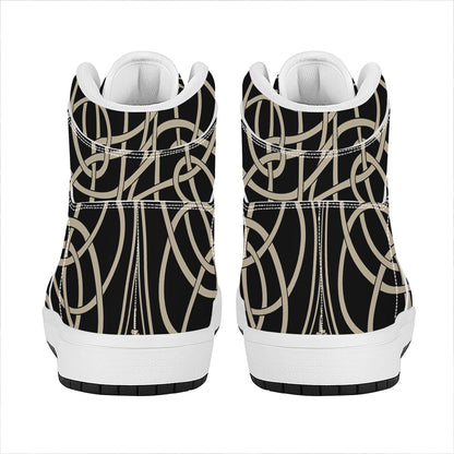 Scandinavian Viking Symbol Print High Top Leather Sneakers