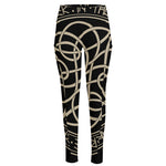 Scandinavian Viking Symbol Print High-Waisted Pocket Leggings