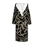 Scandinavian Viking Symbol Print Hooded Bathrobe