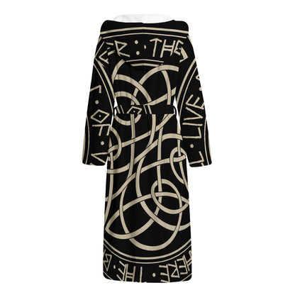 Scandinavian Viking Symbol Print Hooded Bathrobe