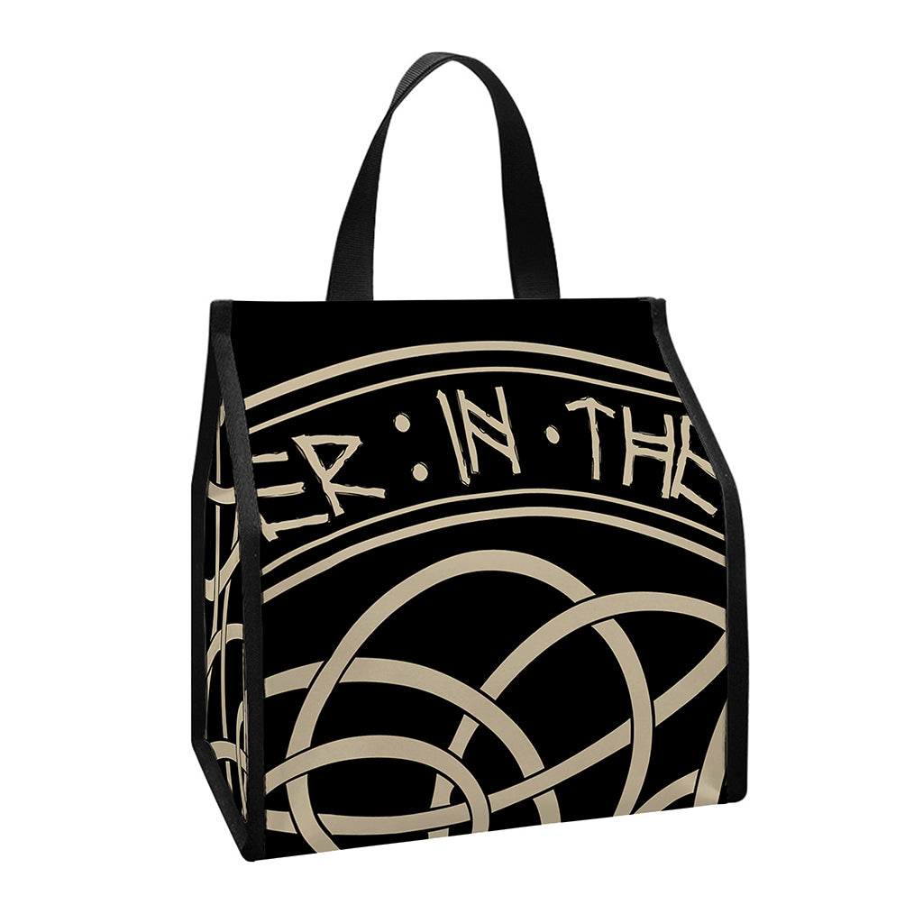 Scandinavian Viking Symbol Print Insulated Lunch Tote
