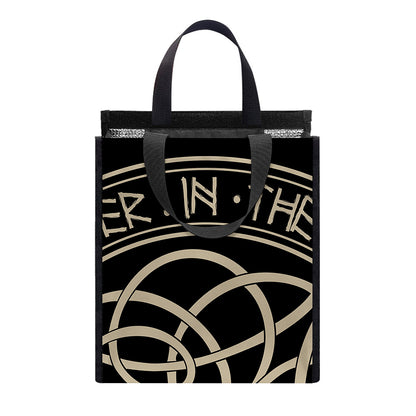 Scandinavian Viking Symbol Print Insulated Lunch Tote